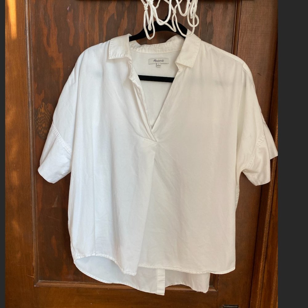 Madewell - Courier Button-Back Shirt in Pure White Size Large